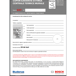 Achizitie cupon garantie extinsa pentru centrale termice murale cu condensare Buderus/Bosch