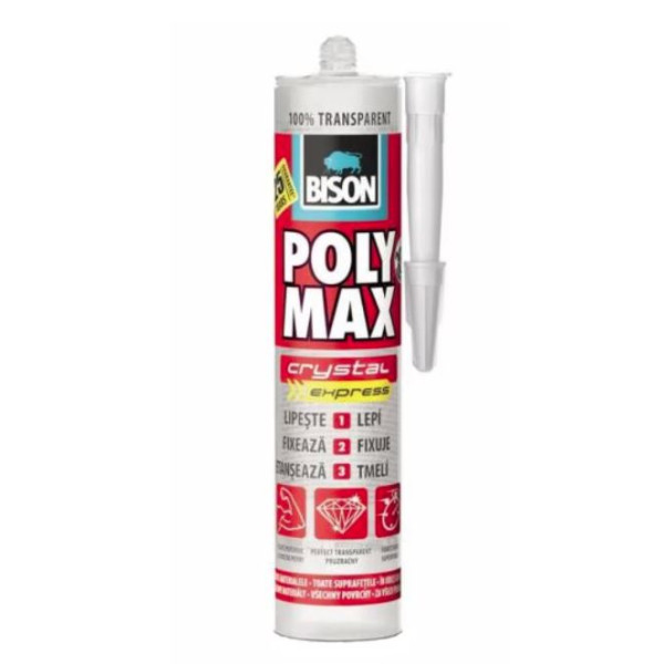 Adeziv Bison Poly Max Cristal Express, MS polimer, 300g, Transparent