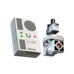Detector de gaz metan si monoxid de carbon Secor D cu electrovalva de 3/4, alb