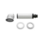 Kit evacuare gaze arse orizontal D=60/100 mm, L=1000 mm cu cot 90° cu puncte masura si flansa pentru montaj pe centrala